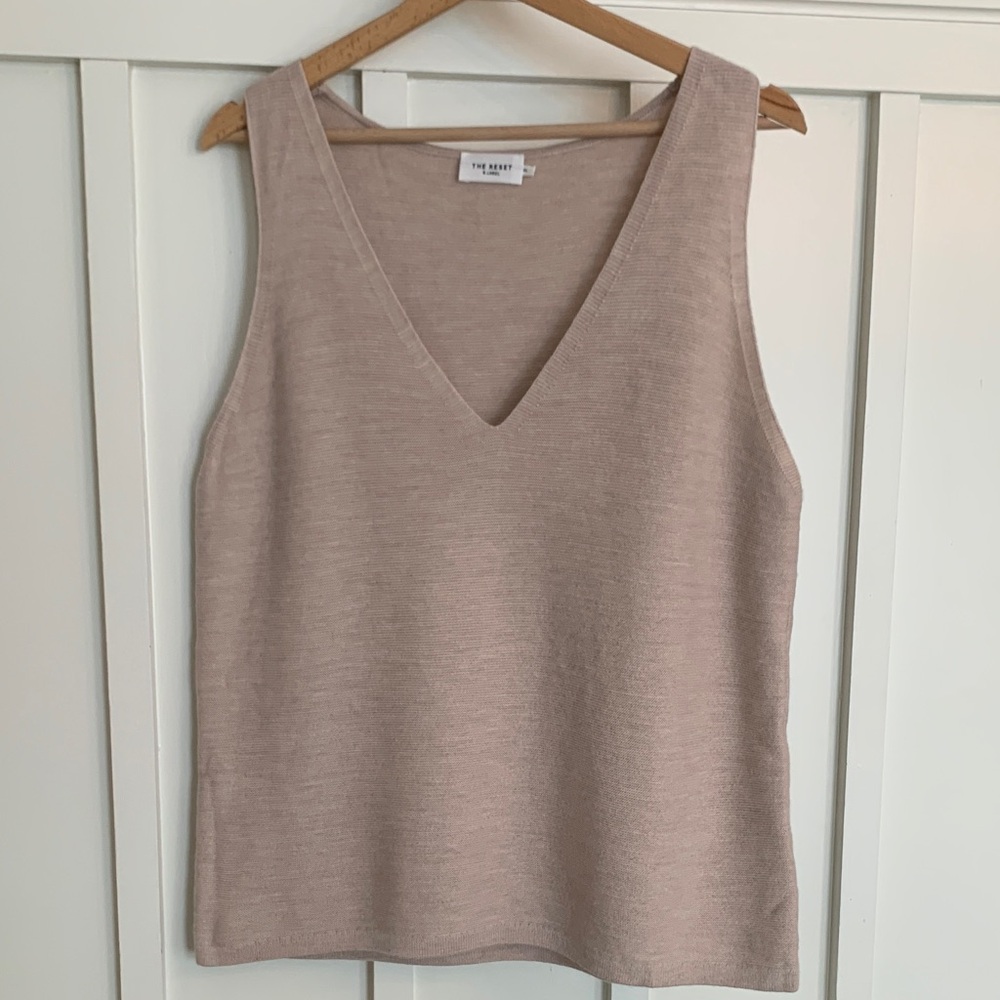 The Reset R Label Soft Wool V-neck  Tank Sweater Vest dusty rose / taupe